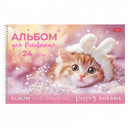 Альбом для рисования, обложка пластик, А4 24 л., спираль, HATBER, 198х300 мм, "Нежные мечты" (5 видов), 091533, 24А4Вгр