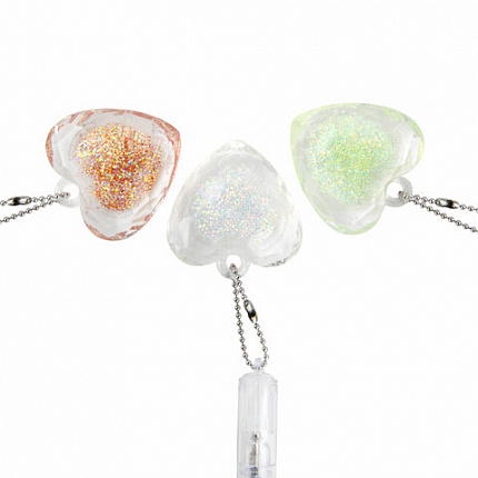 Ручка с подвеской шариковая ЮНЛАНДИЯ "Хрустальное сердце", детали ассорти, СИНЯЯ, пишущий узел 0,7 мм, 143792