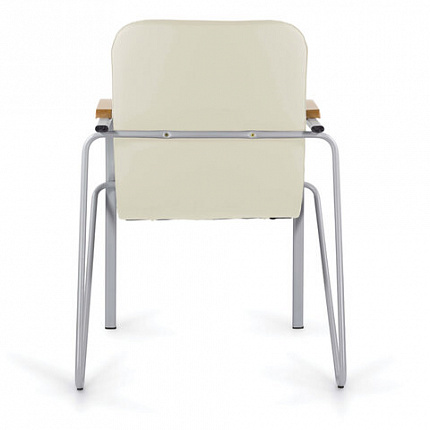 Кресло BRABIX "Samba CF-104", серый каркас, накладки "бук", кожзам бежевый, собрано, 532760