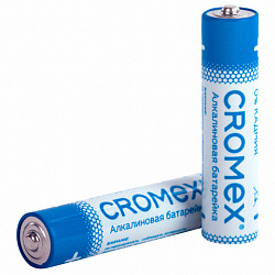 Батарейки алкалиновые "мизинчиковые" КОМПЛЕКТ 4 шт., CROMEX (КРОМЕКС) Alkaline, AAA (LR03, 24А), блистер, 457131