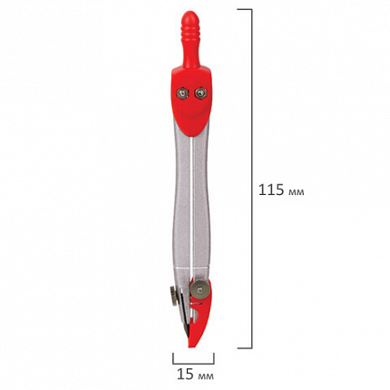 Циркуль BRAUBERG "Klasse", 115 мм, пластиковый пенал, ассорти, дисплей, 210526