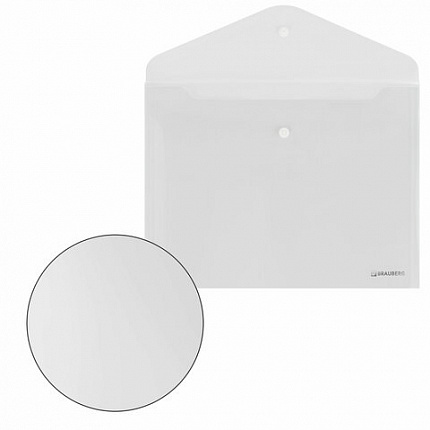 Папка-конверт с кнопкой BRAUBERG "SUPER", А4, прозрачная, ПРОЧНАЯ 0,2 мм, 272876