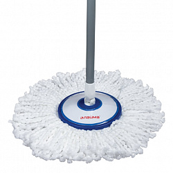 Швабра с отжимом и ведром 11л/5л, центрифуга, отжим педалью, круглая насадка липучка, бело-синий, LAIMA, 601459