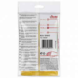 Перчатки МНОГОРАЗОВЫЕ резиновые VILEDA "Контракт", хлопчатобумажное напыление, размер 7,5-8, M (средний), желтые, вес 54 г, 174323