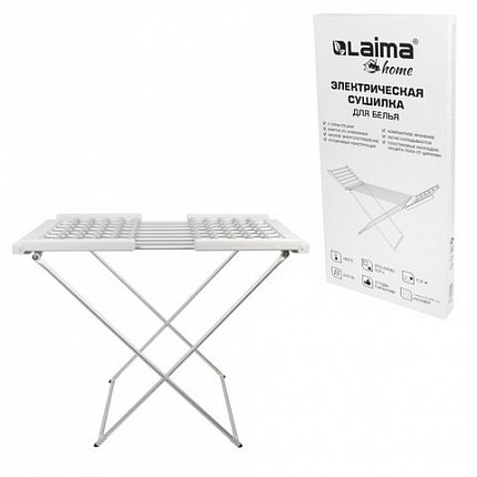Сушилка для белья напольная, электрическая, раскладная, алюминиевая, три зоны сушки, нагрев 60 °С, LAIMA HOME, 700978