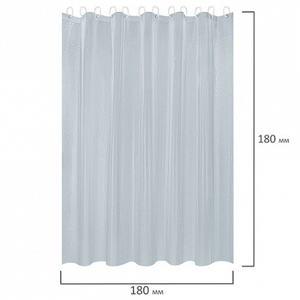 Шторка для ванной EVA, 180х180 см, кольца в комплекте, СЕРАЯ ГОЛОГРАФИЯ, PRIMILA (ПРИМИЛА), 700104