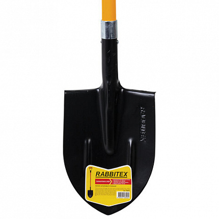 Лопата штыковая стальная 21х29 см, ОБЩАЯ ДЛИНА 115 см, черенок стекловолокно, V-ручка, RABBITEX (РАББИТЕКС) "FIBERGLASS", 700477