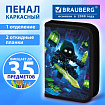 Пенал BRAUBERG, 1 отделение, 2 откидные планки, полиэстер, 21х14 см, "Неоновый рыцарь", 274593