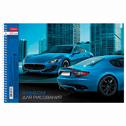 Альбом для рисования, А4, 40 листов, спираль, обложка картон, HATBER, 205х300 мм, "Престижные авто" (5 видов), 004146, 40А4Всп