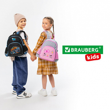 Рюкзак BRAUBERG KIDS PLAY детский, 1 отделение, 3 кармана, "Очаровательный кот", 29х23х12 см, 273148
