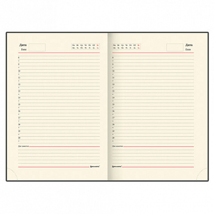 Ежедневник недатированный А5 138х213 мм BRAUBERG "FLAME", под кожу, 160 л., черный, золотой срез, 113426