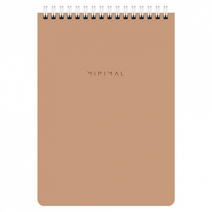 Блокнот А5 146х206 мм, 60 л., гребень, картон, жесткая подложка, клетка, BRAUBERG "Minimal Classic", 116426