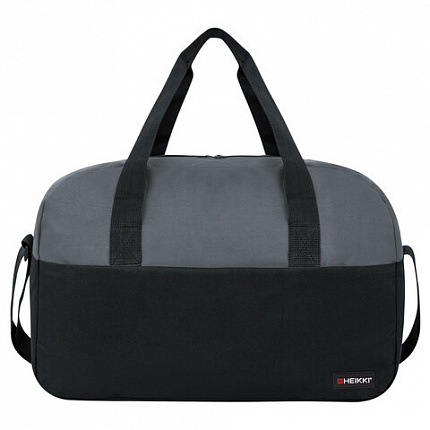 Сумка спортивная HEIKKI BASE (ХЕЙКИ), карман на молнии, черная/темно-серая, 30x44x17 см, 272623