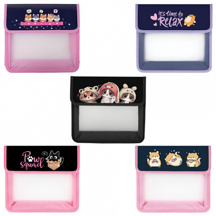 Папка для тетрадей ЮНЛАНДИЯ А5, пластик, 2 отделения, клапан на липучке, ассорти, 274525