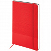 Блокнот А5 138x213 мм, BRAUBERG "Tissage", под кожу, 80 л., резинка, клетка, красный, 116603