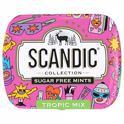 Драже освежающие SCANDIC без сахара со вкусом "Тропический микс", 14 г.