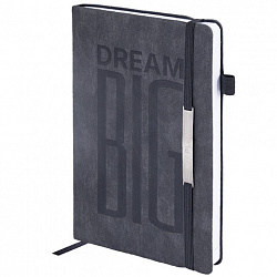 Ежедневник недатированный А5 138х213 мм BRAUBERG "BeStyle", под кожу, резинка, держатель, 160 л., графитовый, 116215