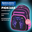 Рюкзак BRAUBERG PROFI, 2 отделения, с брелком, "Одинокий котик", 36х27х19 см, 274415