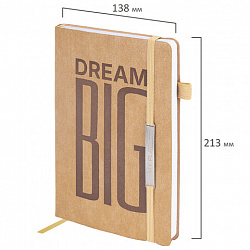 Ежедневник недатированный А5 138х213 мм BRAUBERG "BeStyle", под кожу, резинка, держатель, 160 л., песочный, 116216