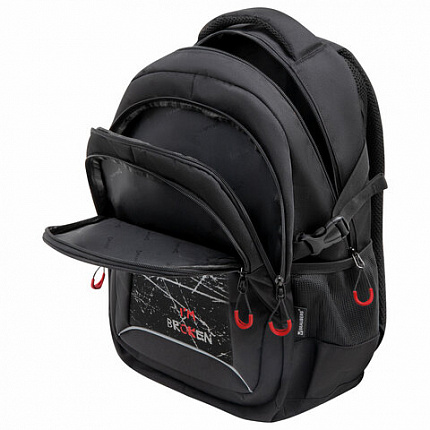 Рюкзак BRAUBERG CONTENT универсальный, 3 отделения, светоотражающий принт, "Br(ok)en", 47х33х18 см, 273845