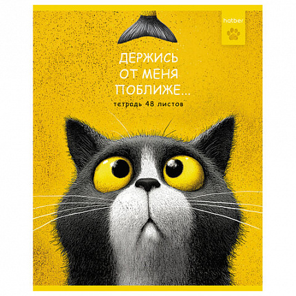 Тетрадь А5, 48 л., HATBER, скоба, клетка, рельефный картон, "Пушистый философ" (микс в ПУ), 095072, 48Т5тВ1