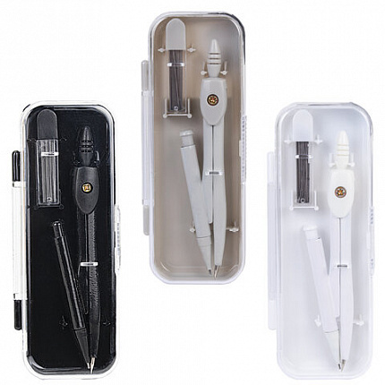 Готовальня STAFF "College" 2 предмета: циркуль 120 мм, запасные грифели, пластиковый пенал, дисплей, ассорти, 210862