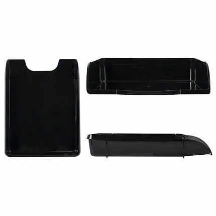 Лоток горизонтальный для бумаг BRAUBERG "Classic", 330х255х62 мм, черный, 237285