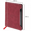 Блокнот А5 165x218 мм, BRAUBERG "Perfect", под кожу софт-тач, держатель для ручки, 80 листов, клетка, бордовый, 116616