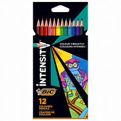 Карандаши цветные BIC "Intensity", 12 ЦВЕТОВ, трехгранные, пластиковые, европодвес, 9505272