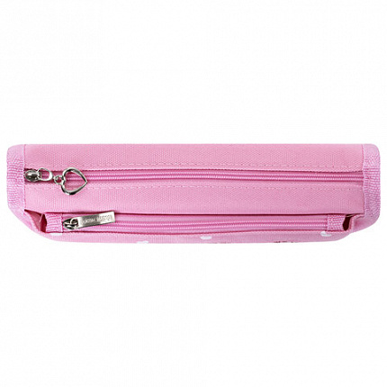 Пенал-косметичка ЮНЛАНДИЯ, 2 отделения, полиэстер, "Heart", розовый, 21х6х9 см, 270258