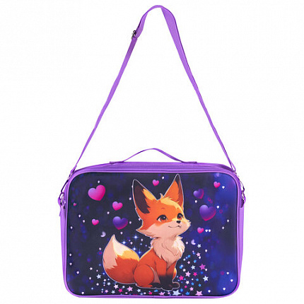 Папка на молнии с ручками BRAUBERG KIDS А4, 1 отделение, регулируемый плечевой ремень, 60 мм, "Сказочная лиса", 273317