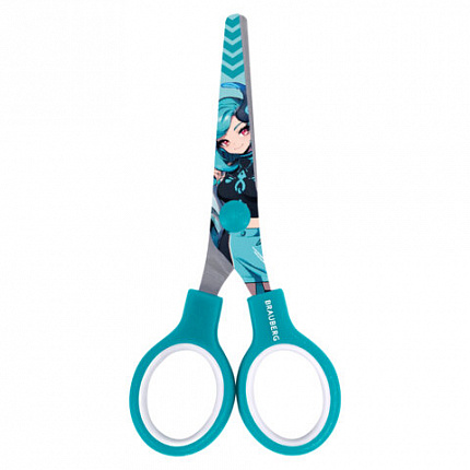 Ножницы 130 мм мятные, с цветной печатью "Аниме", BRAUBERG ANIME, 238956