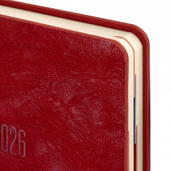 Ежедневник датированный 2026 B6 125х173 мм, GALANT "Vivid", под кожу, красный, 117413