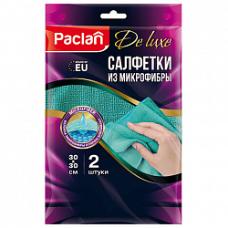 Салфетки из МИКРОФИБРЫ универсальные, 30х30 см, КОМПЛЕКТ 2шт, 240 г/м2, PACLAN, шк1700, 410310