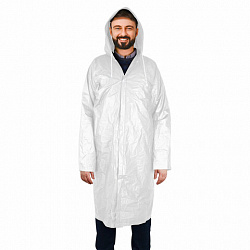 Дождевик-плащ на кнопках, EVA, многоразовый прочный, чехол в комплекте, универсальный размер, белый, SHAMAANI (ШАМААНИ), 610935