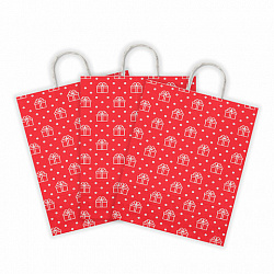 Крафт-пакет бумажный "Сюрприз" 22х12х25 см, с кручеными ручками, плотность 100 г/м2, белый, 113150