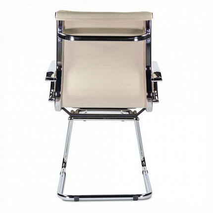 Кресло для приемных и переговорных BRABIX "Kayman CF-102", экокожа, хром, бежевое, 532573