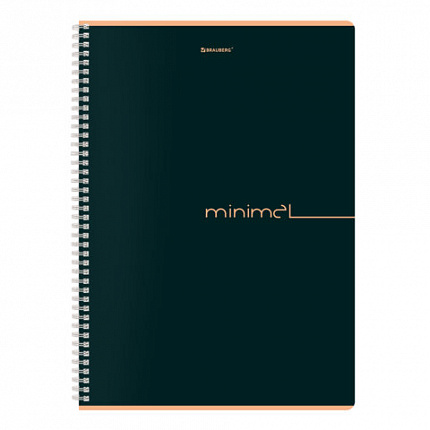 Тетрадь А4, 96 л., BRAUBERG, гребень, клетка, матовая ламинация, "Минимал_Цвет" (микс в спайке), 405319