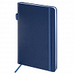 Блокнот А5 135x212 мм BRAUBERG "Edge", под кожу, резинка, держатель, 80 л., клетка, синий, 117149