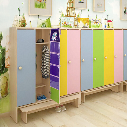 Кармашки-органайзер в шкафчик для детского сада BRAUBERG KIDS, крепление на липучке, наклейки-подсказки, 24х88 см, "Unipony", 273284