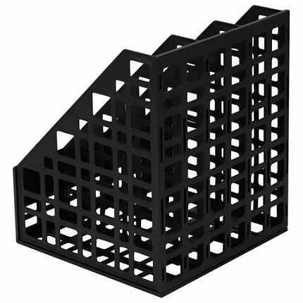 Лоток вертикальный для бумаг BRAUBERG "ULTRA", 240 мм, 3 отделения, сетчатый, сборный, черный, 238249