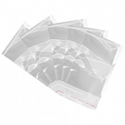 Пакеты БОПП с клеевым клапаном, КОМПЛЕКТ 100 штук, 8х12 + 4 см, 25 мкм, BRAUBERG, 700402