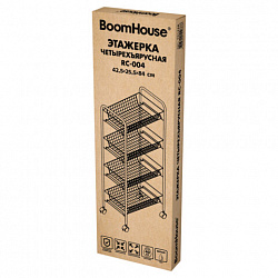 Этажерка (тележка) BOOMHOUSE (БУМХАУС) RC-004 4 яруса, на колесах, В84хШ42,5хГ25,5 см, металл, белая, 701458