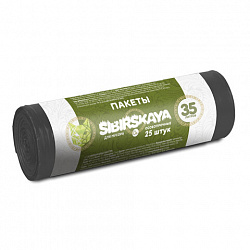 Мешки для мусора 35 л, черные, в рулоне 25 шт., ПНД, 53х56 см, 7 мкм, GR SIBIRSKAYA, 101-003