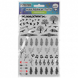 Наклейки-тату переводные "Ассорти", 29х15,5 см, ассорти 12 видов, FUNSTER (ФАНСТЕР), 666106