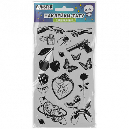 Наклейки-тату переводные "Разные", 20,5х10 см, ассорти 12 видов, FUNSTER (ФАНСТЕР), 666102
