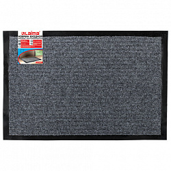 Коврик входной ворсовый влаго-грязезащитный 40х60 см, толщина 7 мм, ребристый, серый, LAIMA, 602861