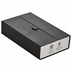 Ручка шариковая PARKER "Duofold Classic Black GT", корпус черный, позолоченные детали, черная, 1931386