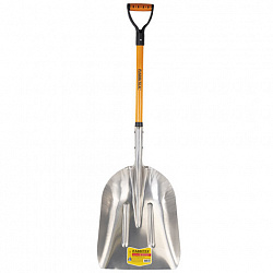 Лопата алюминиевая для снега 37х48 см, ОБЩАЯ ДЛИНА 120 см, черенок стекловолокно, V-ручка, RABBITEX (РАББИТЕКС) "FIBERGLASS", 700486