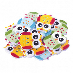 Пуговицы декоративные "Совята", дерево, 20х25 мм, 18 шт., ассорти, ОСТРОВ СОКРОВИЩ, 661420